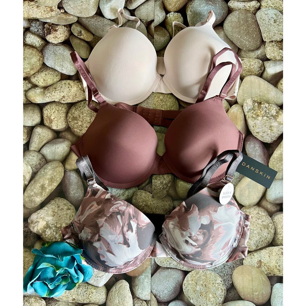 Danskin Women's Intimates Bra Set - Cream, Brown, and Multicolor